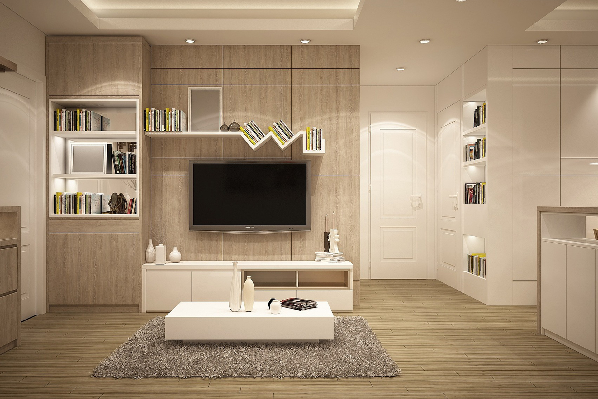 salone con televisione design