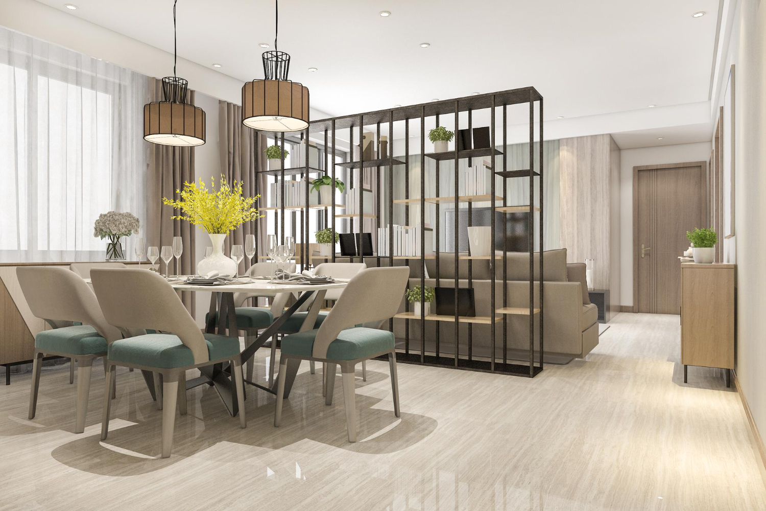 salotto con divisorio design